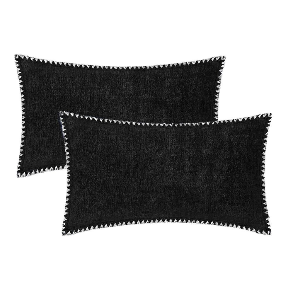 7180 Throw Pillow Covers 12x20 Inches - Black Chenille Pillow Covers